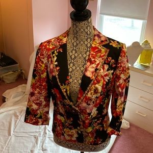 Grace elements spring floral cotton jacket size 8 beautiful small pink trim